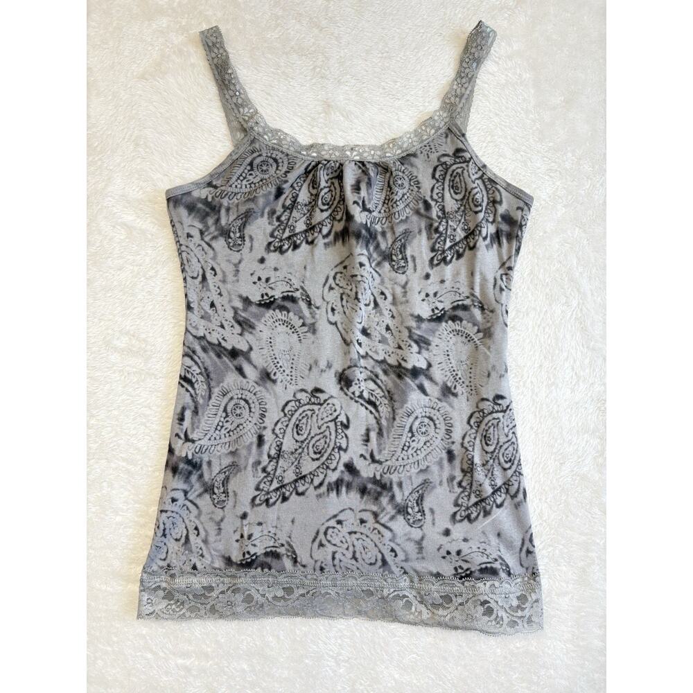 Eyeshadow Size L Y2K Black Grey Vintage Tank Top Paisley Dark Romantic Goth